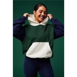 💙Fabletics Women's Cozy Fleece Hoodie Navy, Green, White, Colorblock Size L